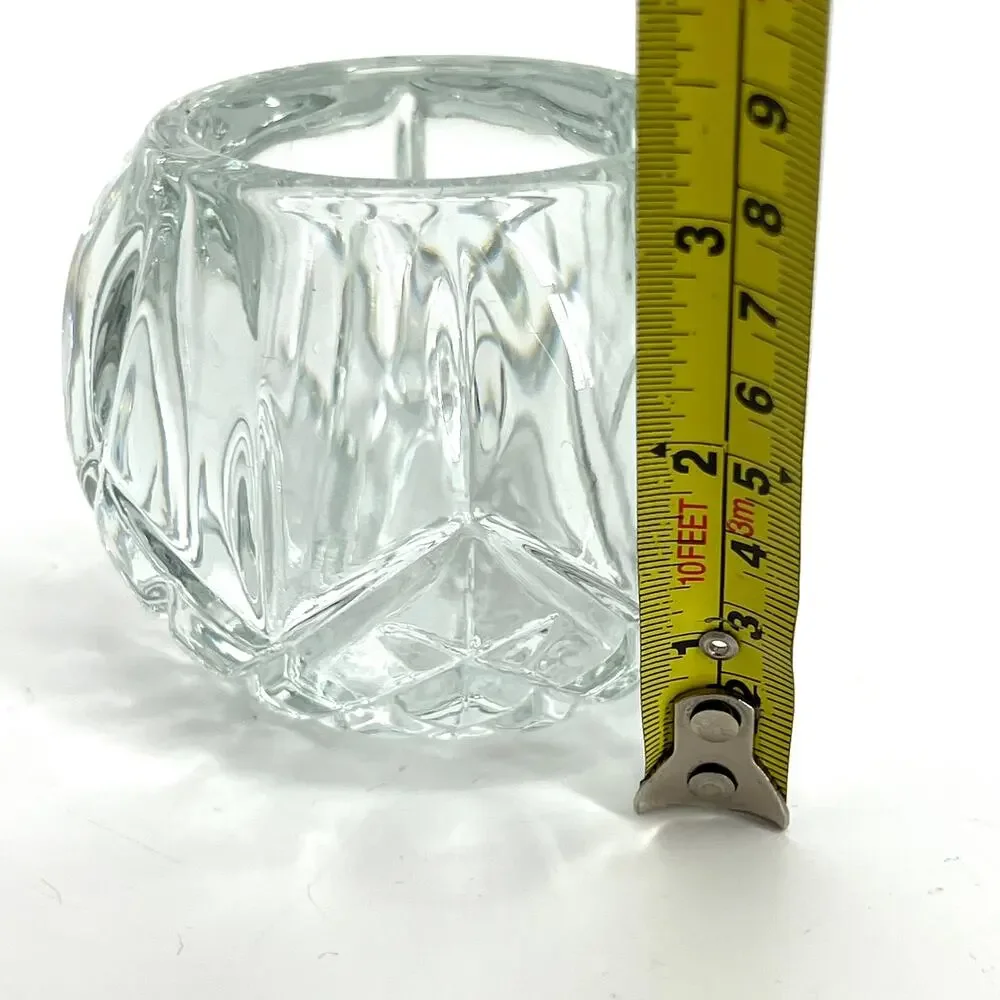 Vintage 70s Homeco USA Small Votive Holder Crystal Cut Glass 3